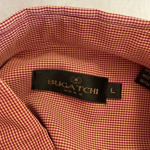Bugatchi Red and White Gingham Check Shirt Vtg - Picture 1 of 4
